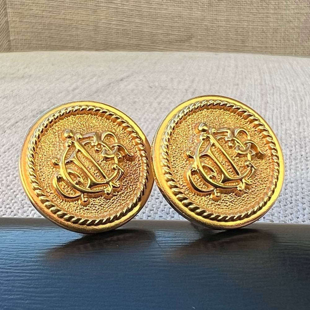 Christian Dior Gold Tone Cufflinks Cuff Links